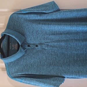 APT.9 BRAND MEN'S BLACK HEATHER TEAL SHORT SLEEVES POLO SHIRT SIZE XL